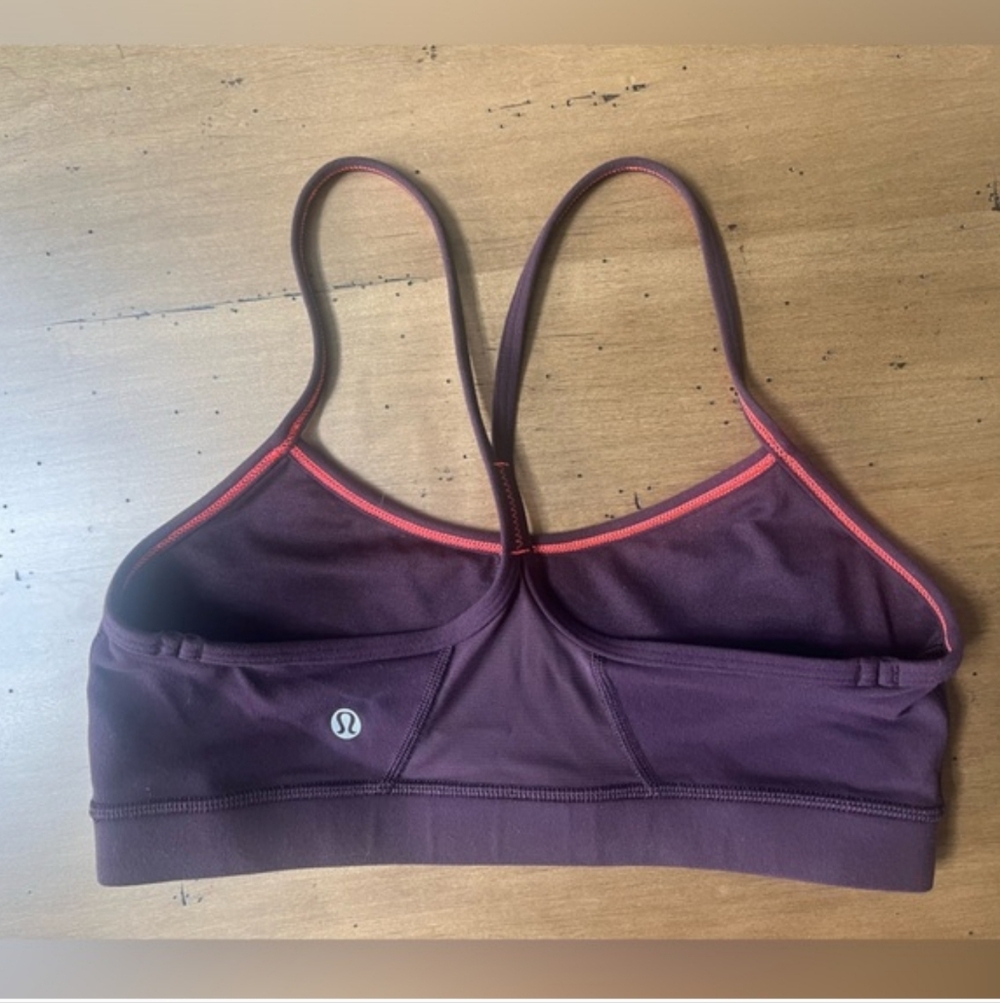 Lululemon Athletica Sports Bra Plum + Coral Trim Sz. 10 EUC